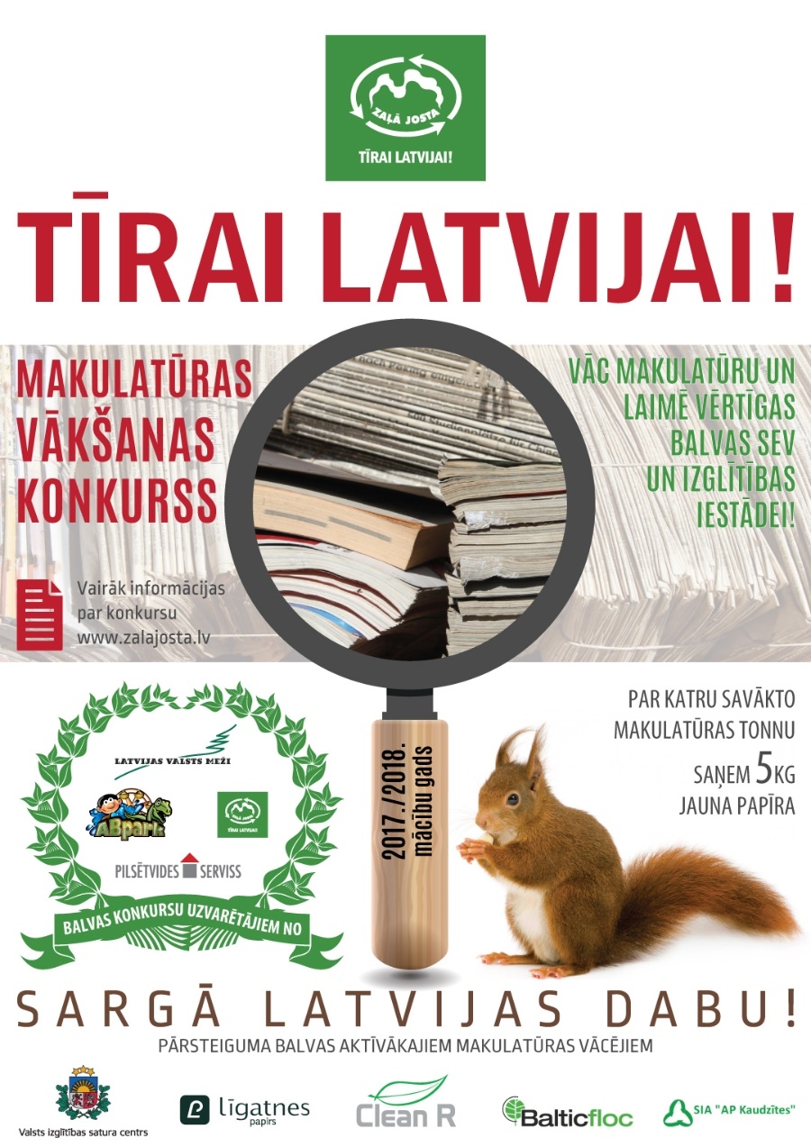 Makulatūras vākšanas konkurss &#039;&#039;Tīrai Latvijai!&#039;&#039;