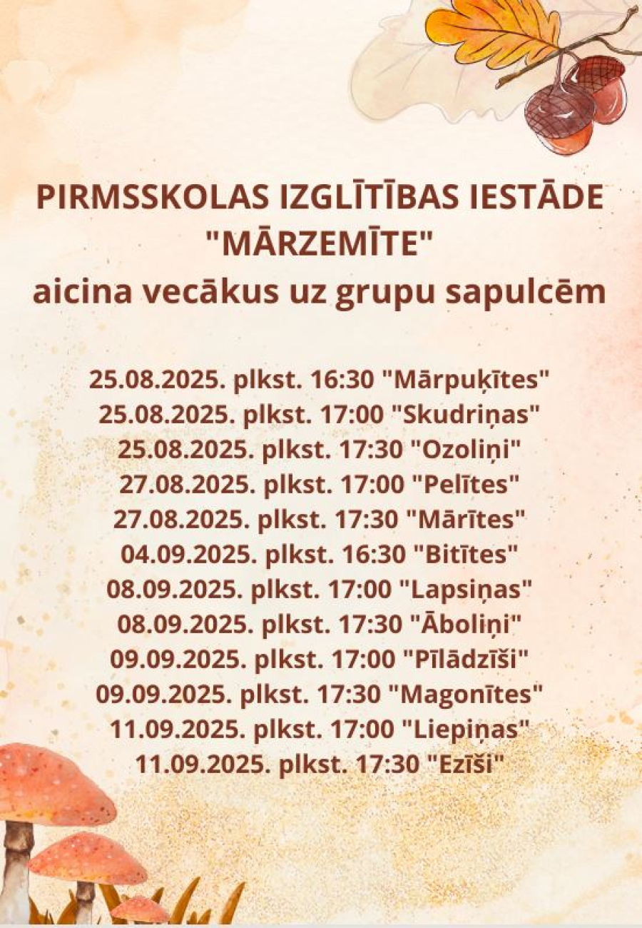 Aicinām uz vecāku sapulcēm!